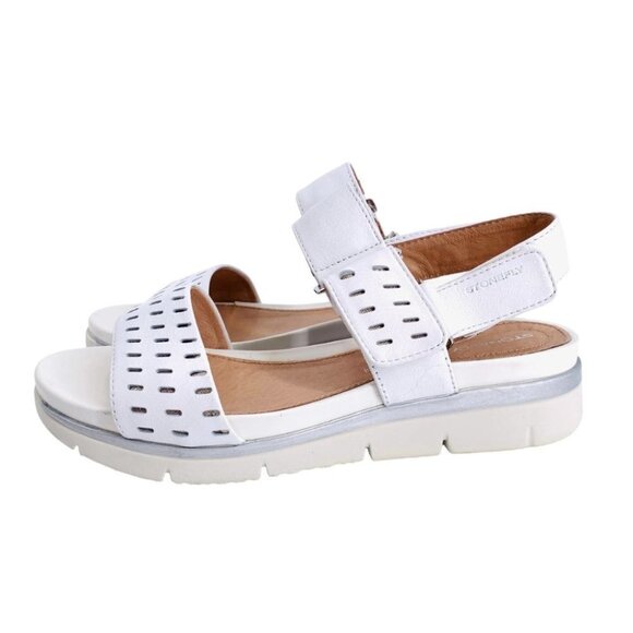 White Perforated Sandals - Picture 4 of 10